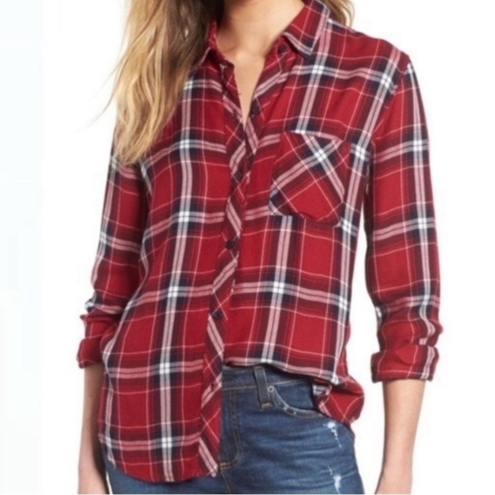 Rails Hunter Button Down Plaid Long Sleeve Shirt Women's S Color Red